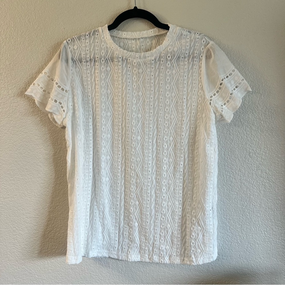 SHEIN Elegant White Lace Top